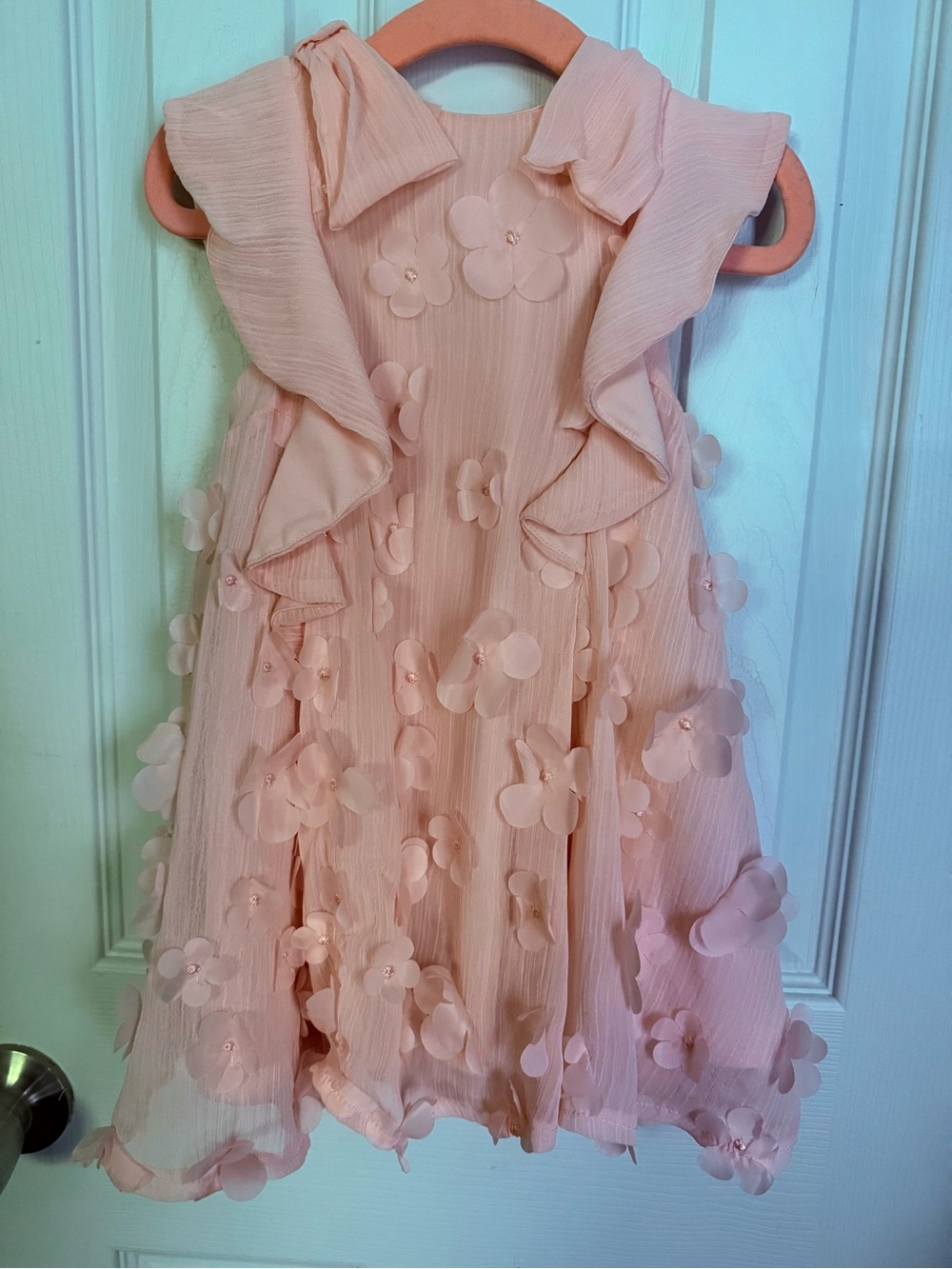 Jessica Simpson Blush Pink 3D Floral Ruffle Dress